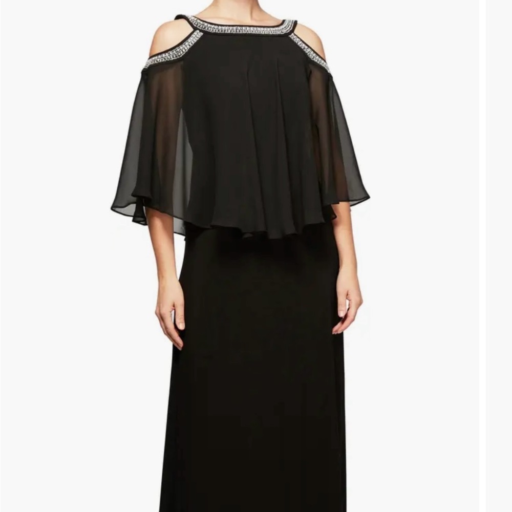 Alex Evenings Black Cold Shoulder Dress